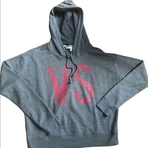 Y2K VS Victoria’s Secret Gray Graphic Hoodie Cropped Sweatshirt S Soft Fleece